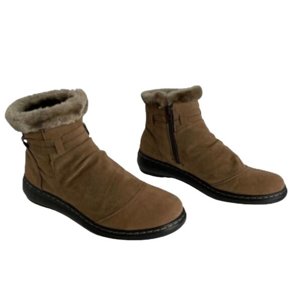 Ingaro New Brown Rushmore faux fur faux suede side zip ankle boots size 9M - Picture 1 of 16